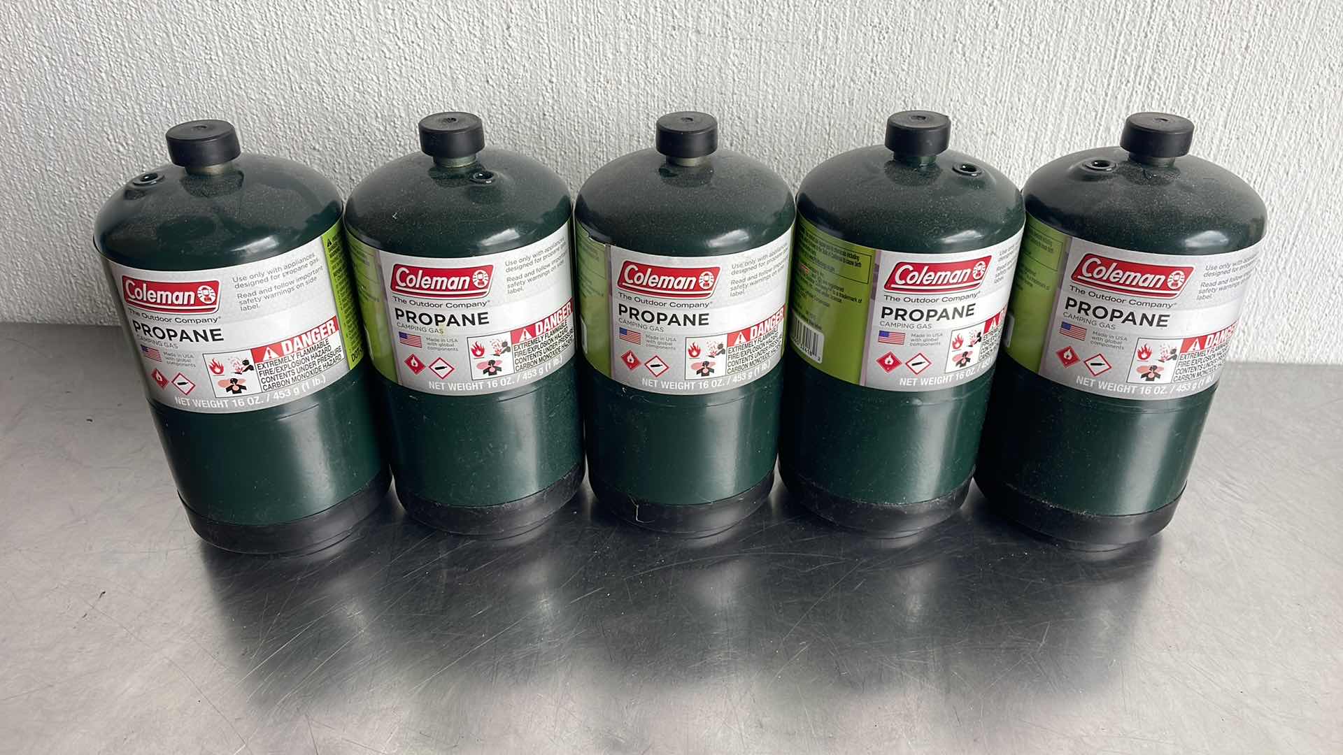 Photo 2 of PORTABLE PROPANE CAMPING TANKS 16OZ (1LB)(5)