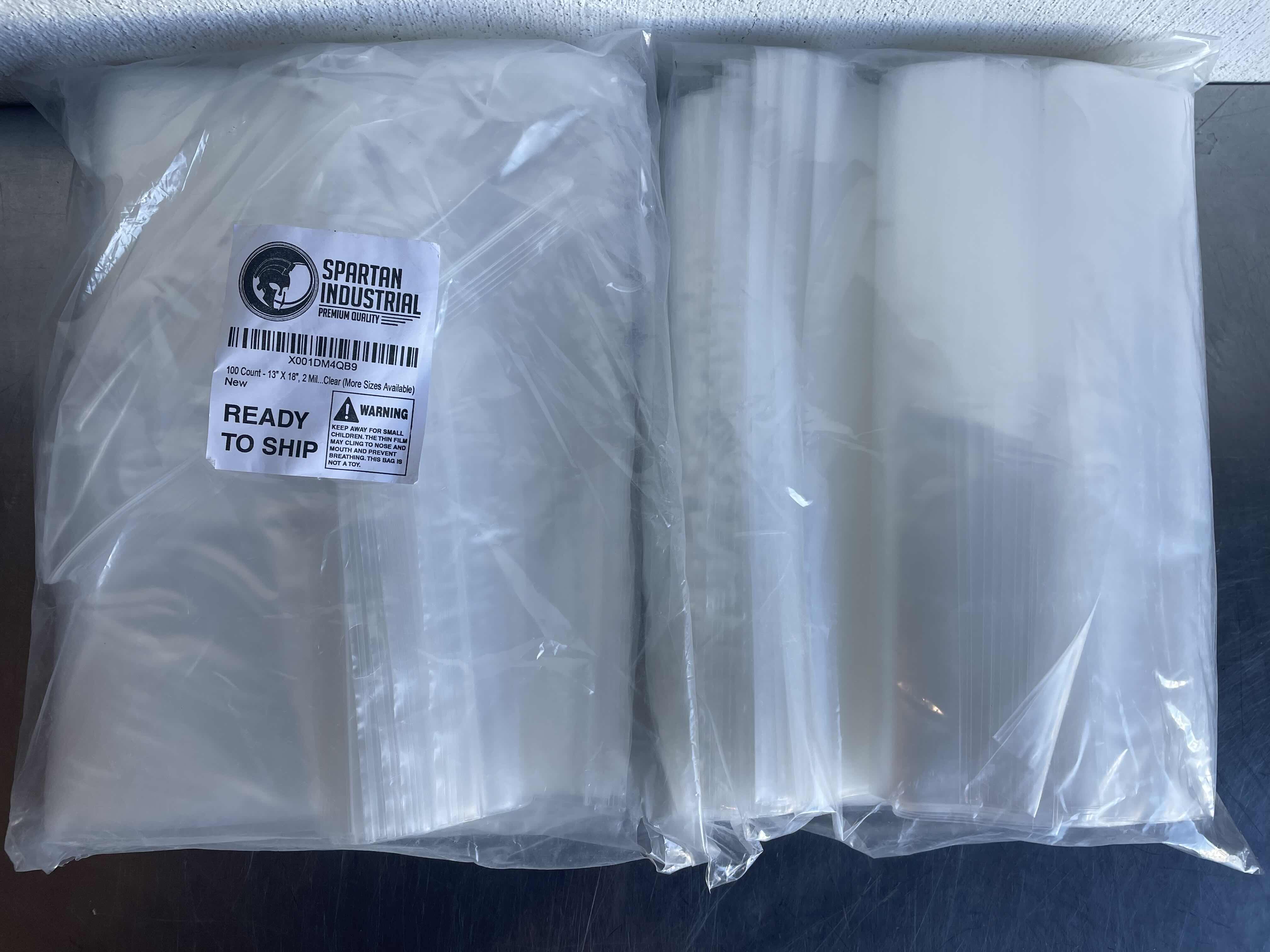 Photo 1 of 13" X 18" 2 MIL CLEAR RECLOSABLE ZIP PLASTIC POLY BAGS WITH RESEALABLE LOCK SEAL ZIPPER (2 PACKS OF 100)