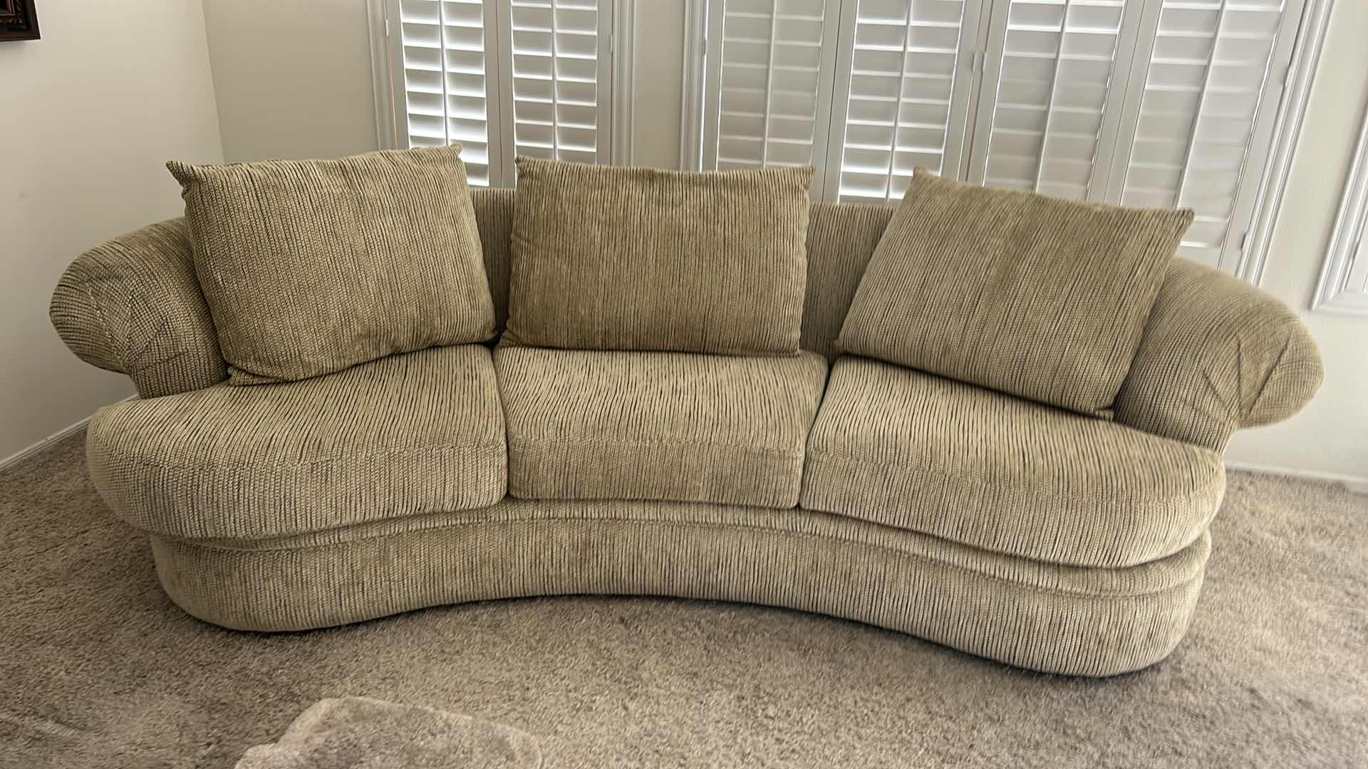 Photo 1 of 10’ CURVED BEIGE UPHOLSTERED SOFA