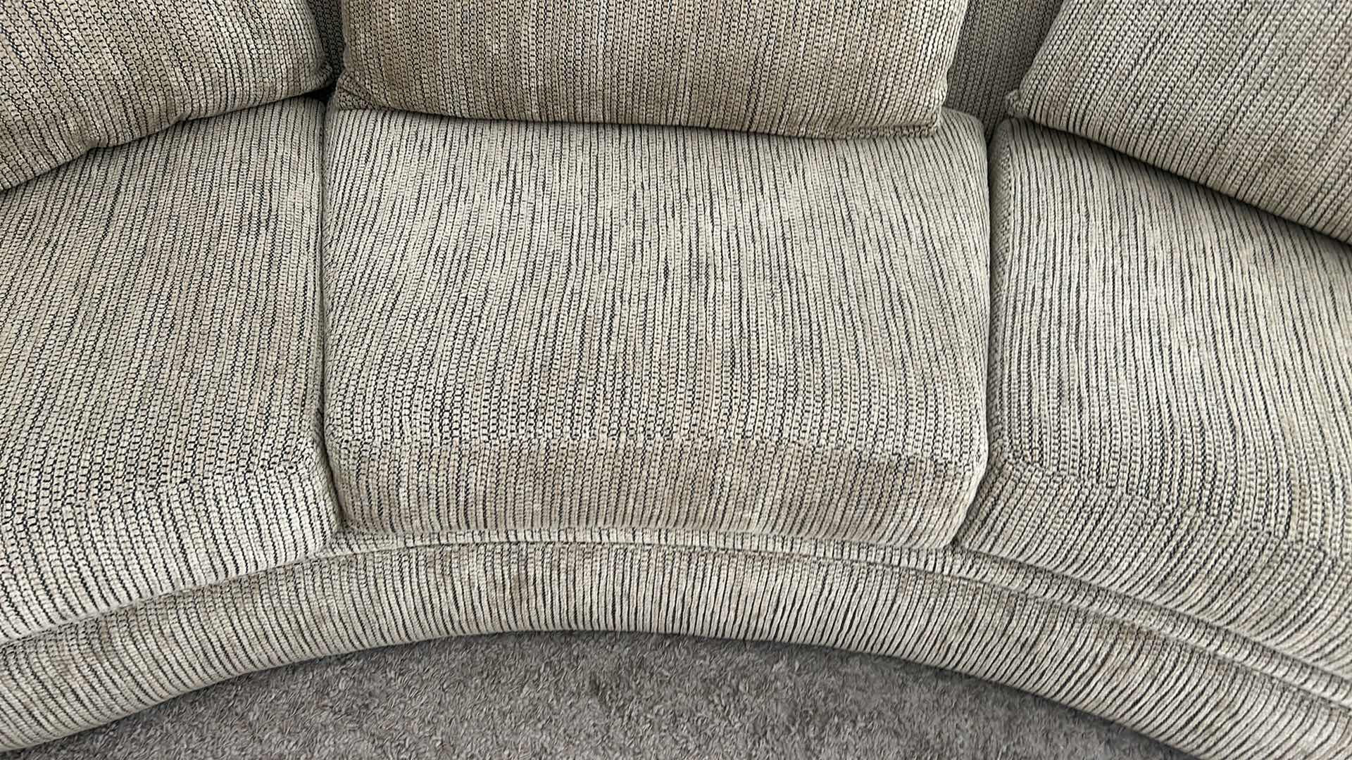 Photo 2 of 10’ CURVED BEIGE UPHOLSTERED SOFA