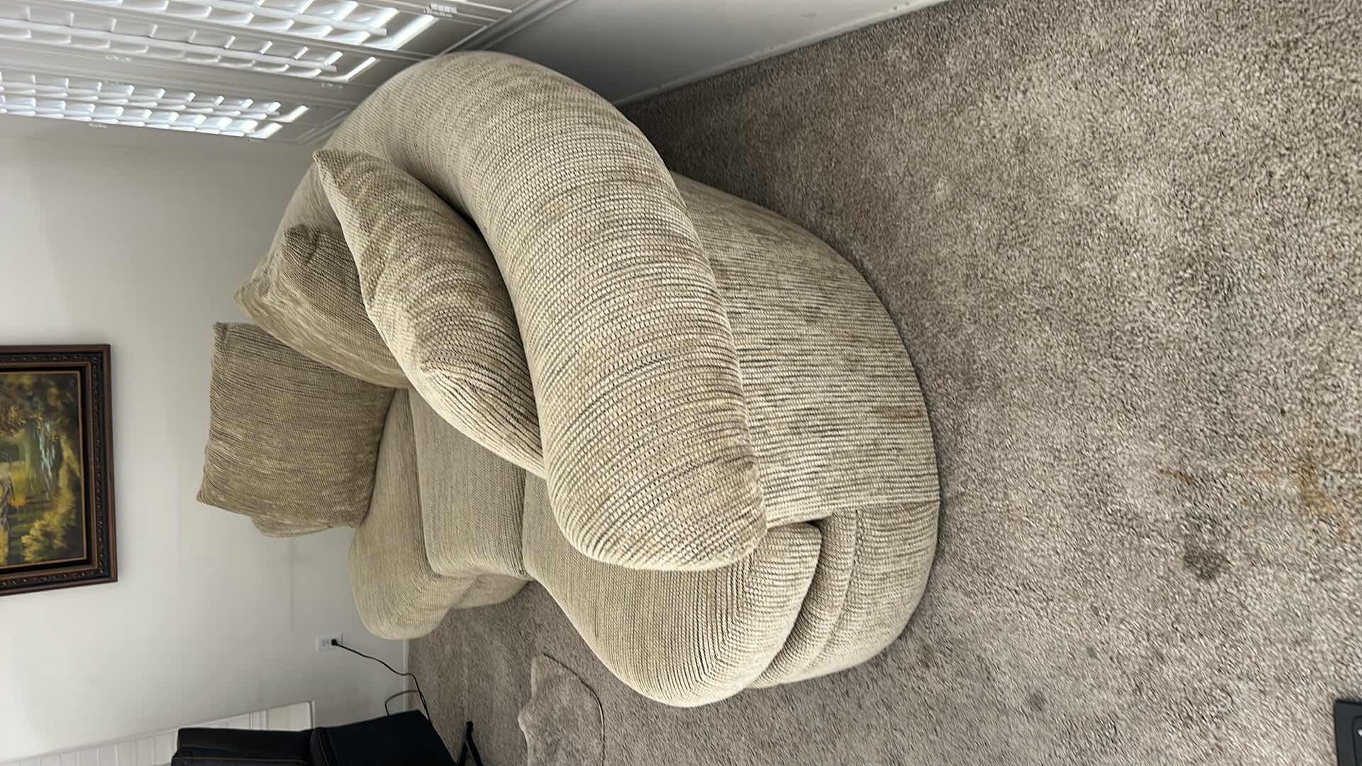 Photo 3 of 10’ CURVED BEIGE UPHOLSTERED SOFA