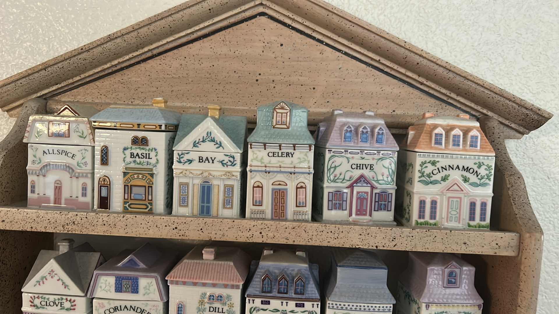 Photo 2 of LENOX SPICE VILLAGE - PORCELAIN MINI HOUSE SPICES IN WOOD CABINET 16” x 23”