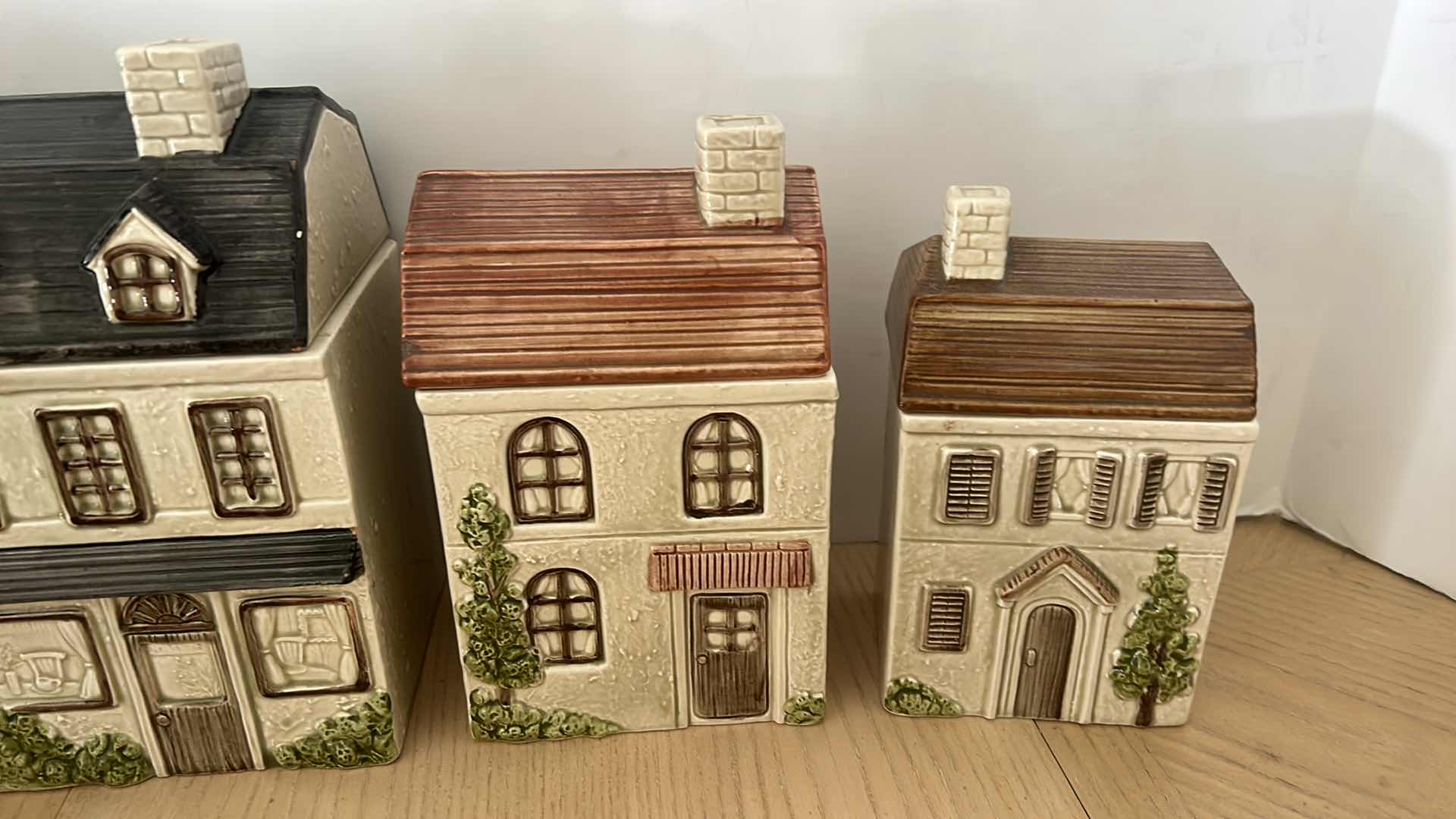Photo 5 of CERAMIC HOUSE CANISTER COLLECTION WITH SALT AND PEPPER AND BANK