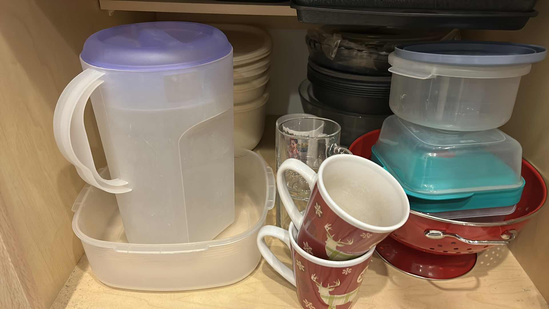 Photo 3 of CONTENTS OF CABINET NEXT TO FRIDGE IN KITCHEN - BAKING ITEMS, TUPPERWARE AND MORE