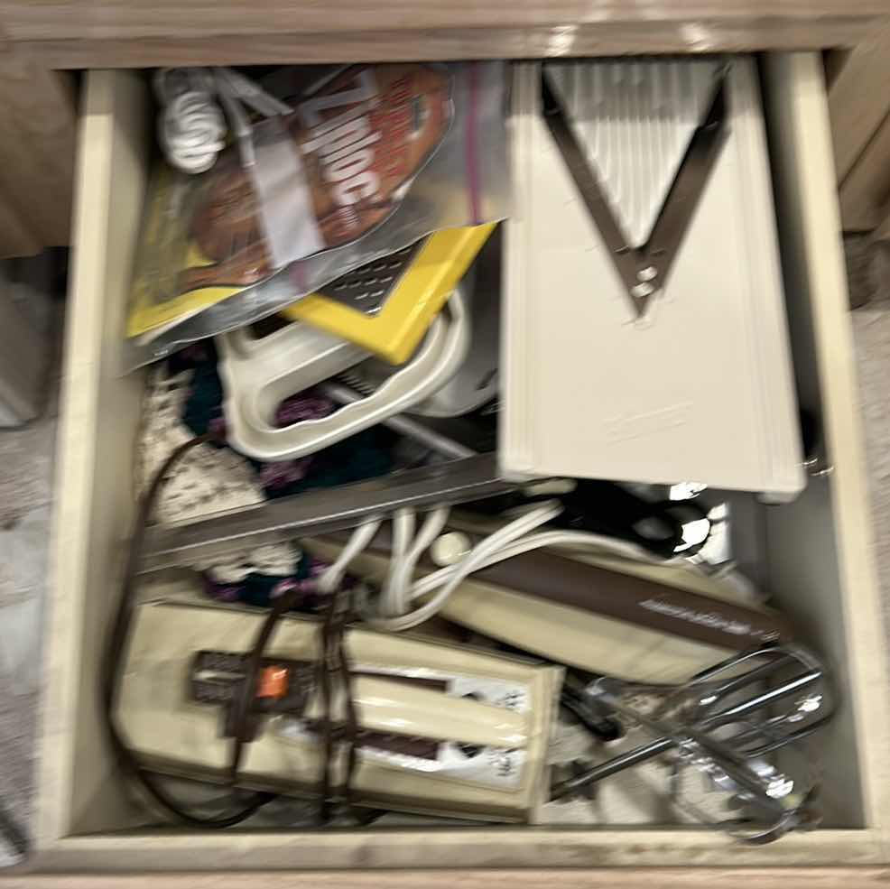 Photo 1 of CONTENTS OF PULL OUT DRAWER IN KITCHEN, MIXER, ELECTRIC KNIFE AND MORE