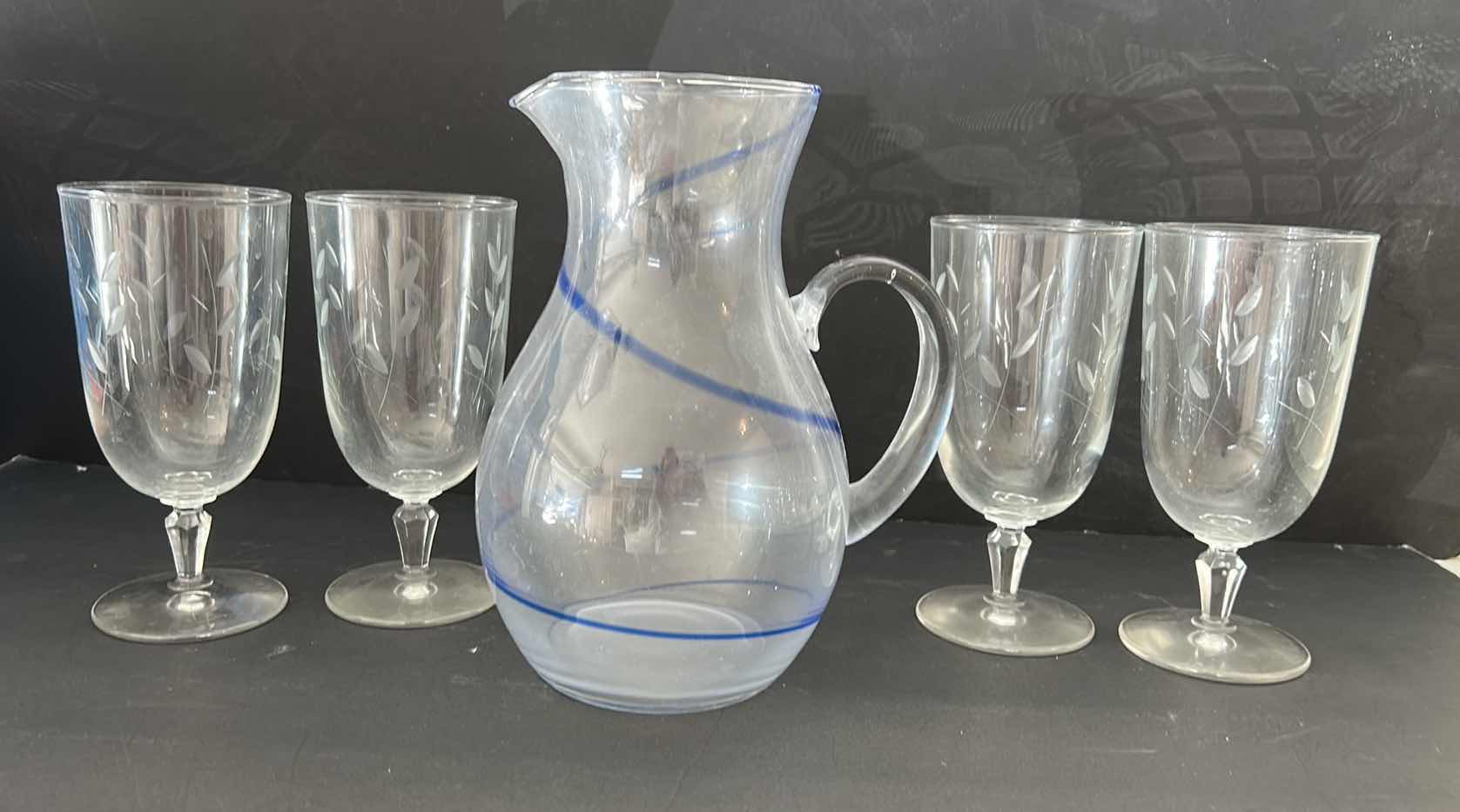 Photo 1 of 4 CRYSTAL WATER STEMWARE WATER GLASSES AND PITCHER