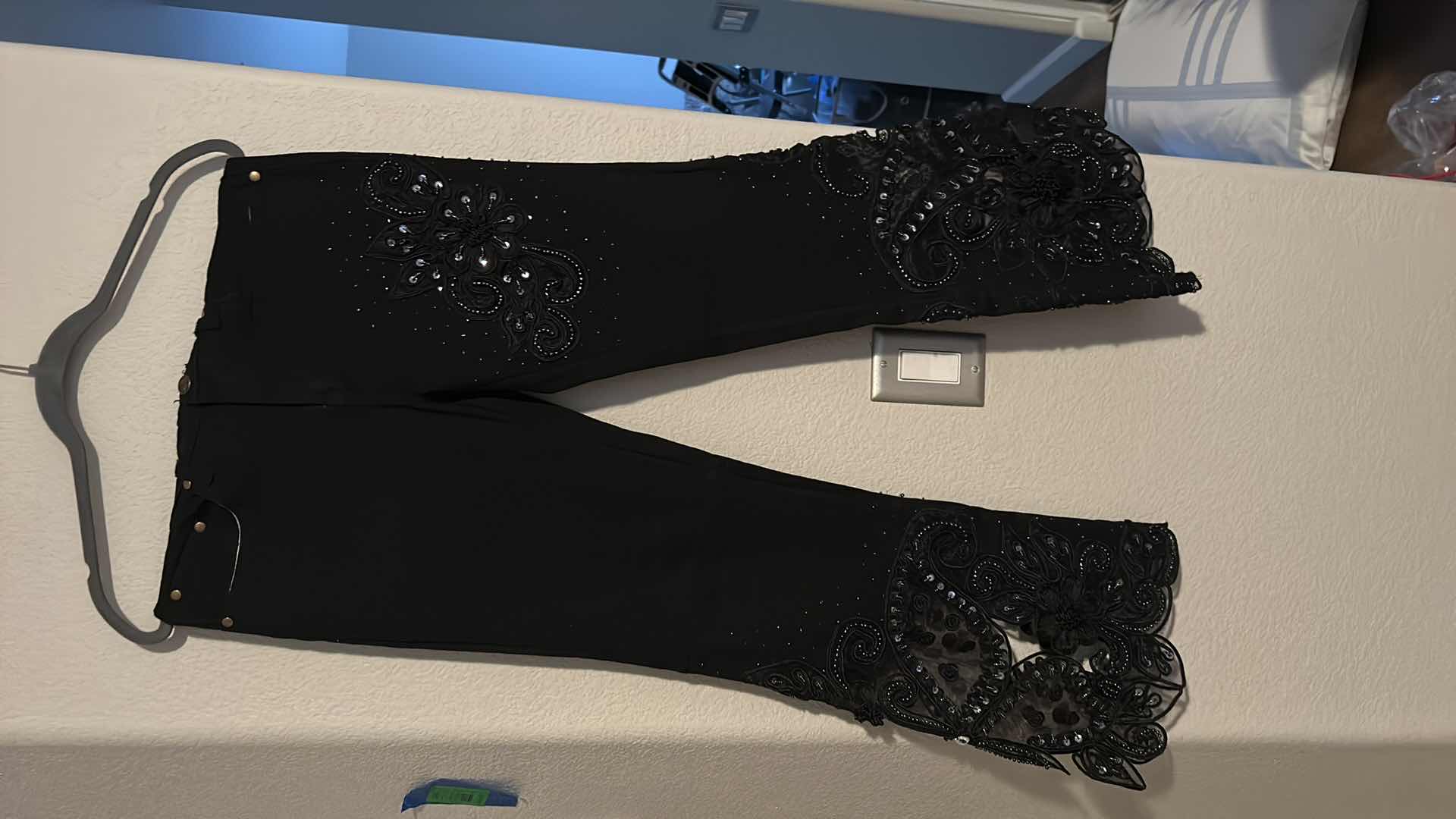 Photo 4 of DESIGNER BLACK EMBELLISHED JEANS SIZE 4 $198