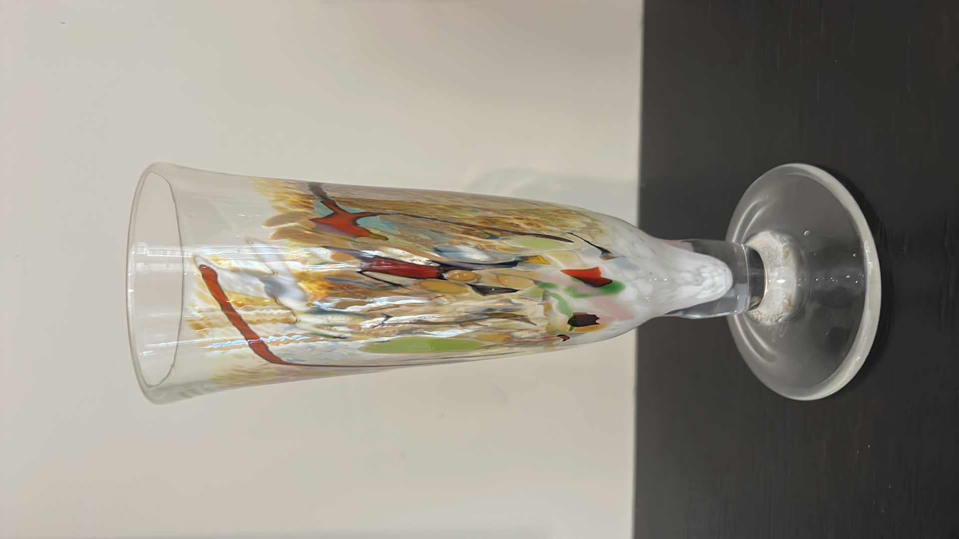 Photo 3 of 2 UNIQUE PAINTED BLOWN GLASS BEVERAGE/VASES H8.5