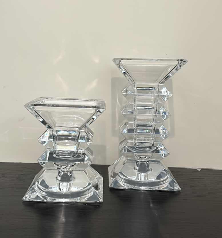 Photo 1 of MODERN CRYSTAL CANDLE HOLDER/ VASES LARGEST 4” x 4” x 7.5”