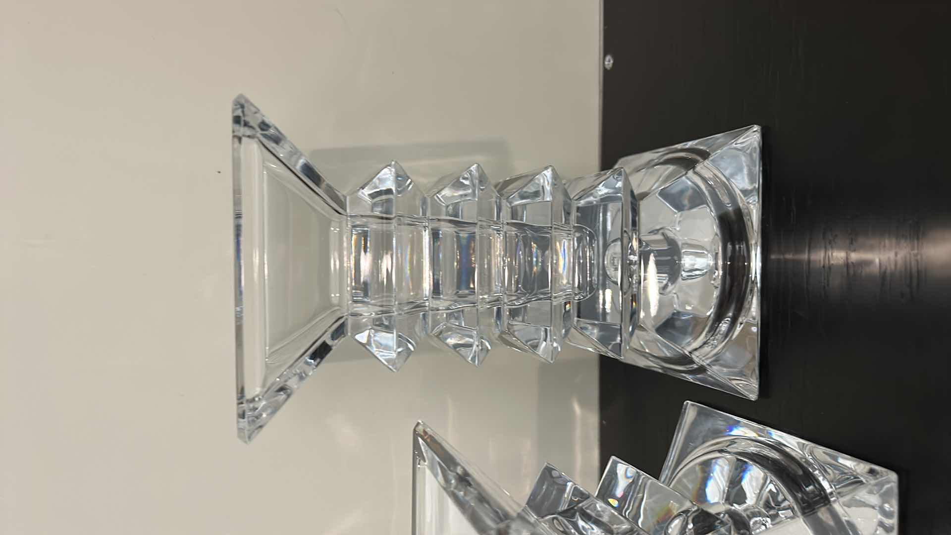 Photo 2 of MODERN CRYSTAL CANDLE HOLDER/ VASES LARGEST 4” x 4” x 7.5”