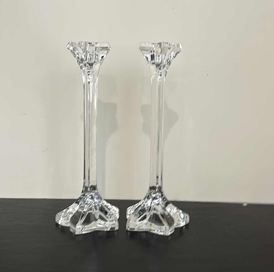 Photo 1 of 2 CRYSTAL CANDLE HOLDERS H9.25”