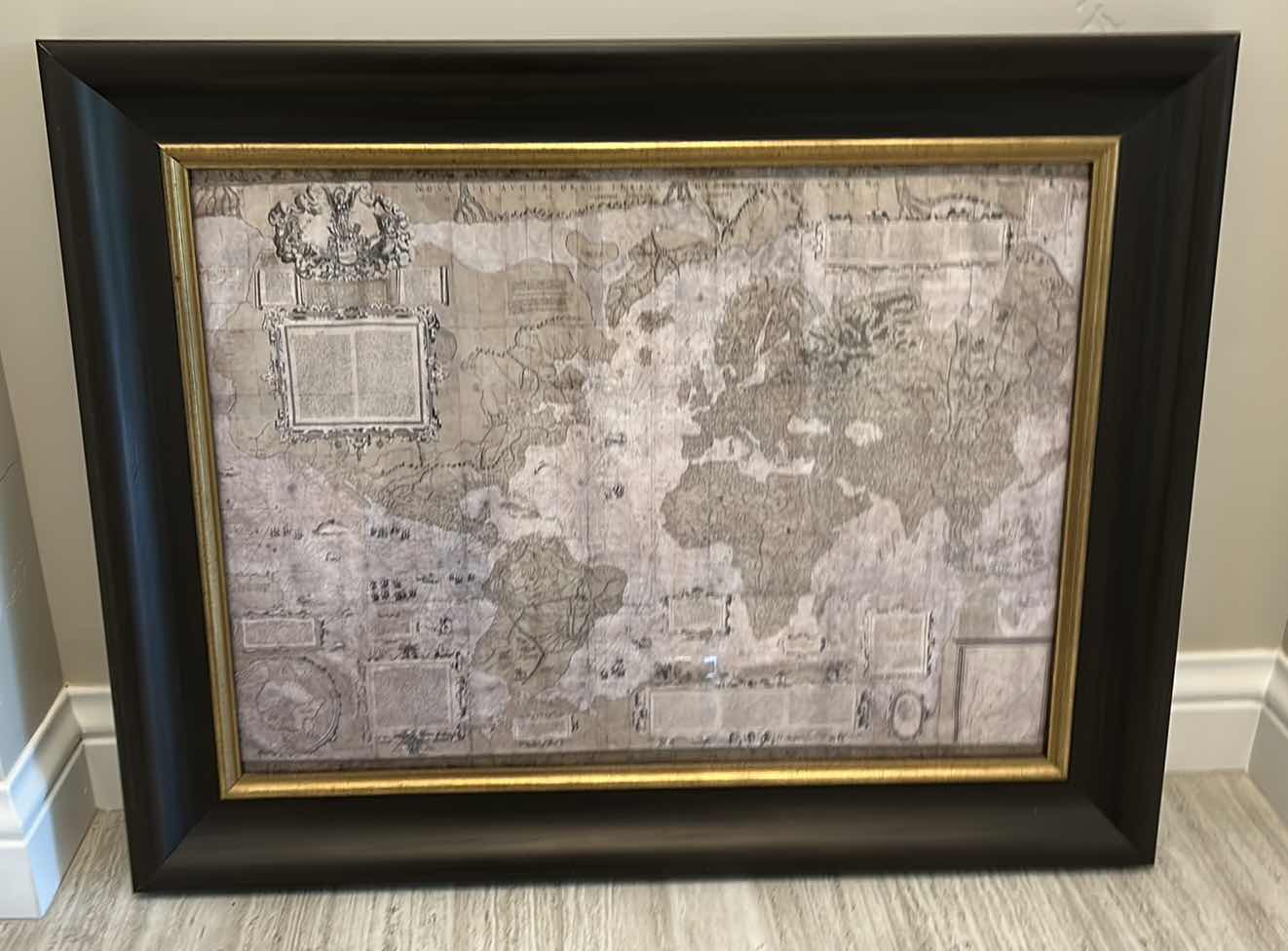 Photo 1 of WORLD MAP FRAMED ARTWORK 36 1/2” x 29”