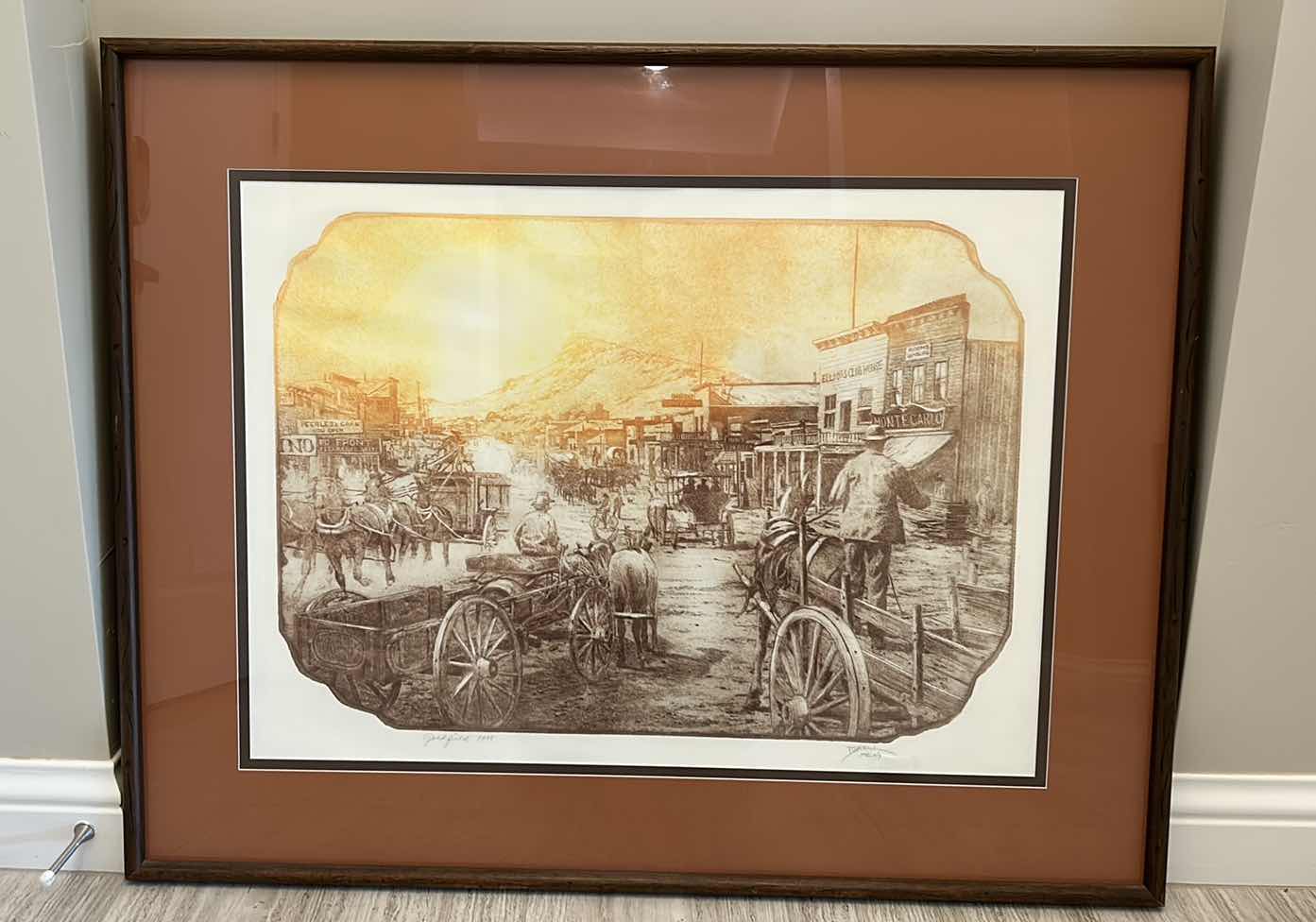 Photo 1 of SIGNED NUMBERED “GOLDFIELD 1905” WESTERN TOWN, ETCHING, PURCELL WITH COA 2/9 FRAMED 45 1/2” x 36”