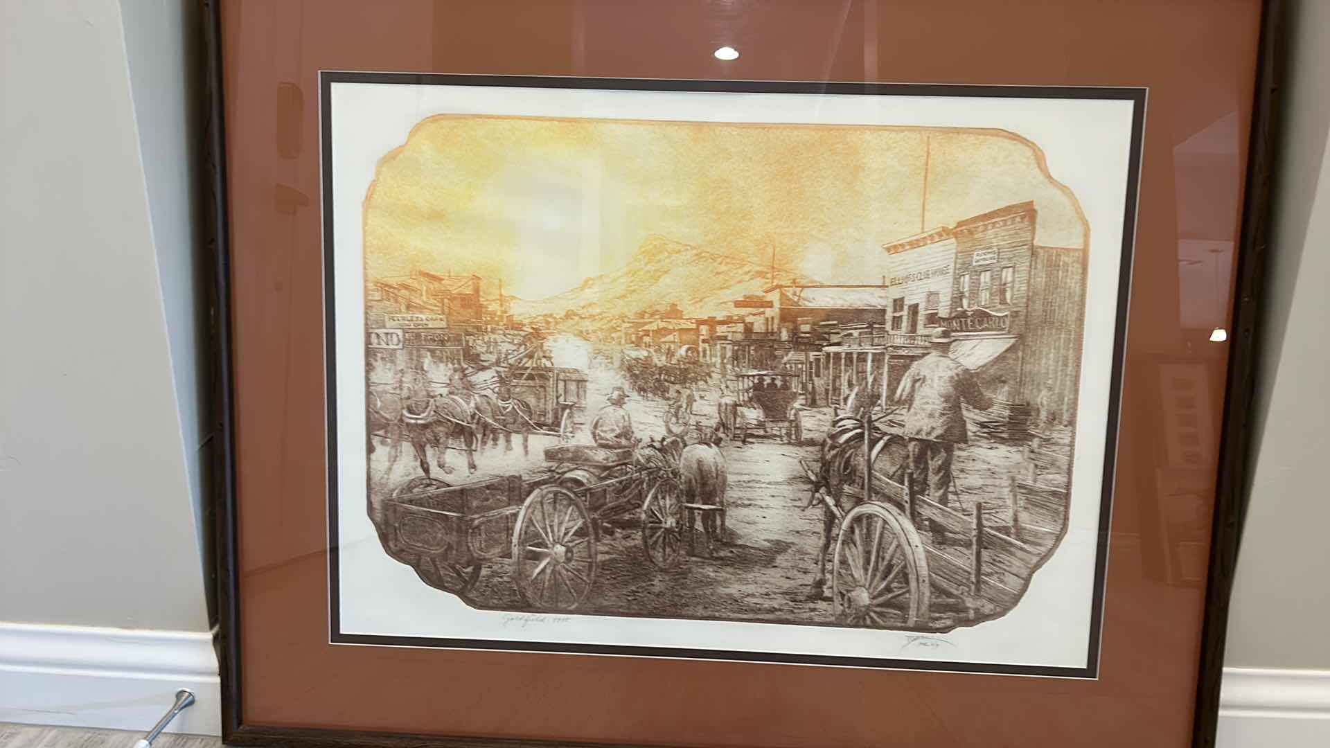 Photo 2 of SIGNED NUMBERED “GOLDFIELD 1905” WESTERN TOWN, ETCHING, PURCELL WITH COA 2/9 FRAMED 45 1/2” x 36”