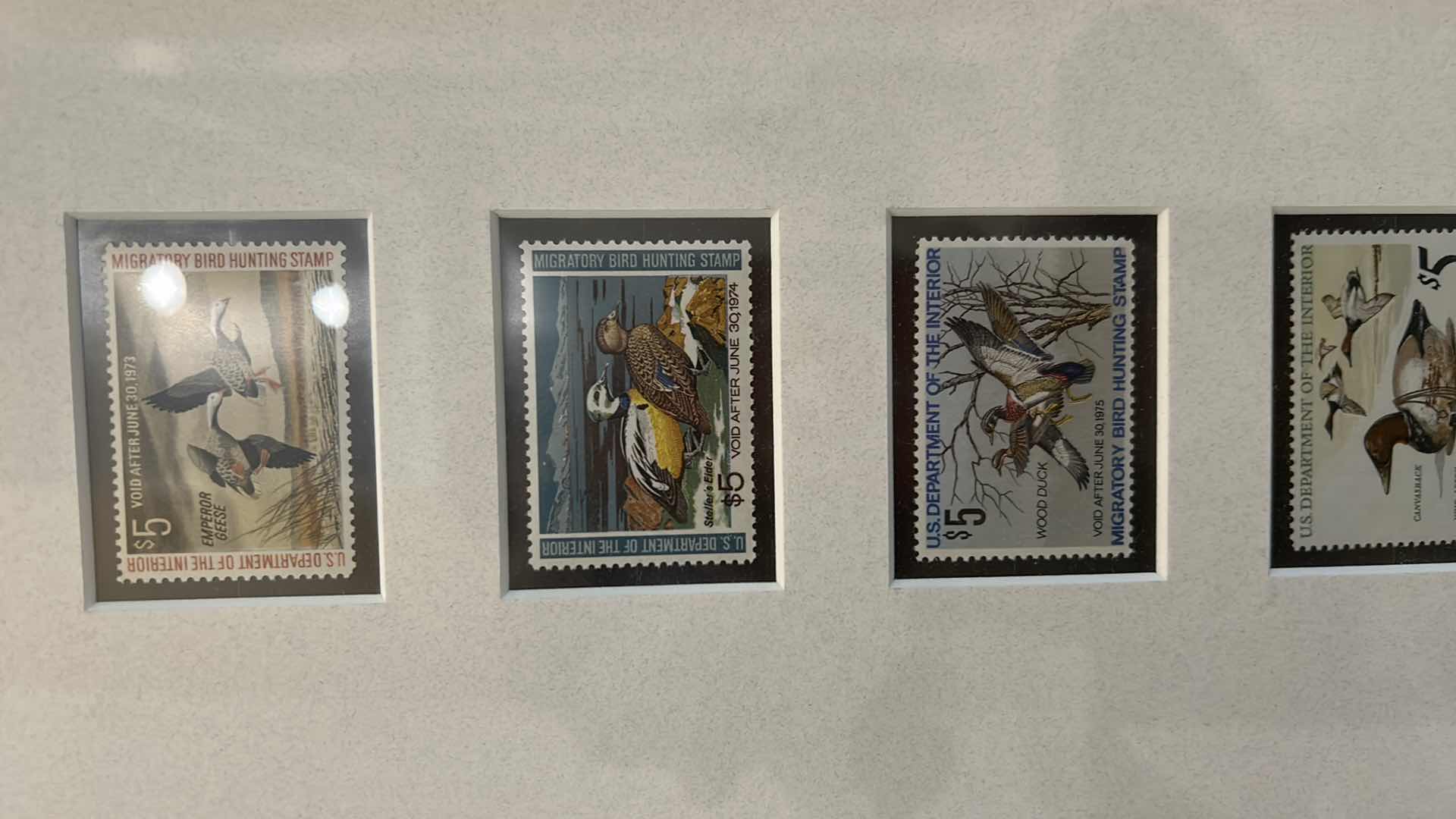 Photo 9 of 40 DUCK STAMPS, 1960’s - 1990’s and HARDCOVER DUCK STAMP COFFEE TABLE BOOK, FRAMED BY DECADE ARTWORK 9“ x 29 1/2“