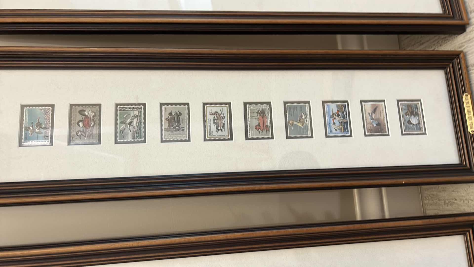 Photo 4 of 40 DUCK STAMPS, 1960’s - 1990’s and HARDCOVER DUCK STAMP COFFEE TABLE BOOK, FRAMED BY DECADE ARTWORK 9“ x 29 1/2“