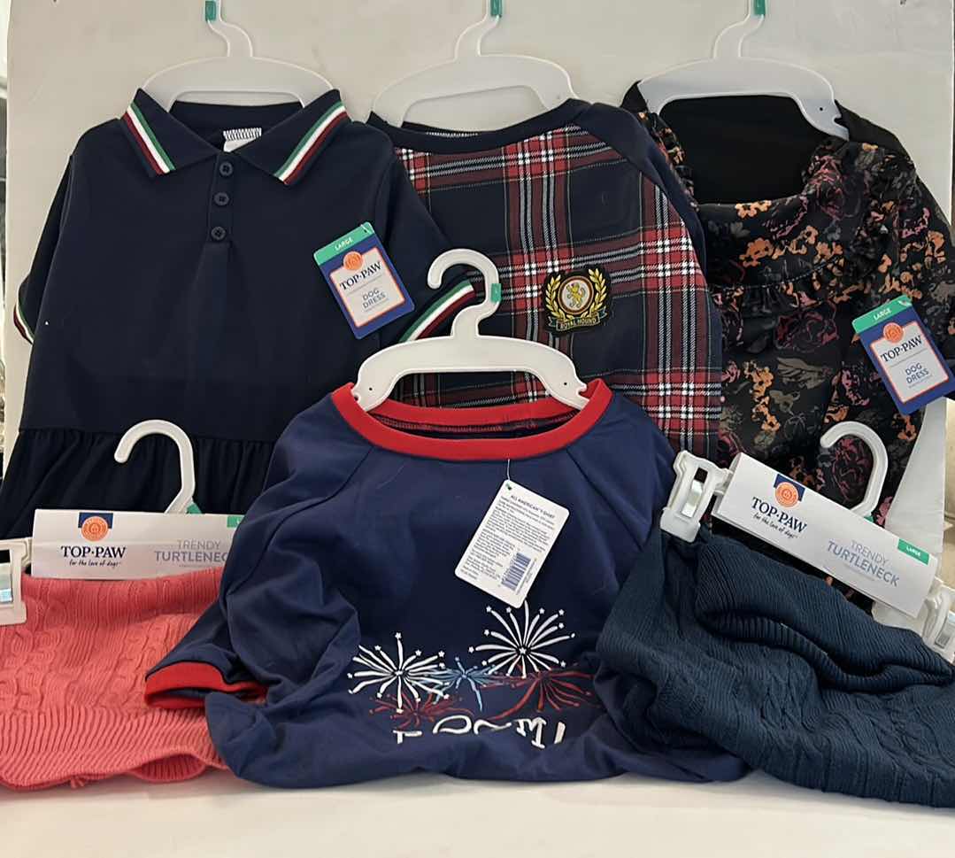 Photo 1 of 6 PIECES NEW TOP PAW DOG CLOTHING ASSORTMENT $65 SIZE LARGE
