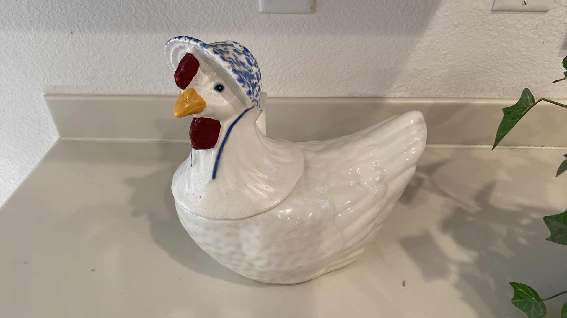 Photo 2 of MOTHER GOOSE SOUP TUREEN 12“ x 11“ AND FAUX PLANT