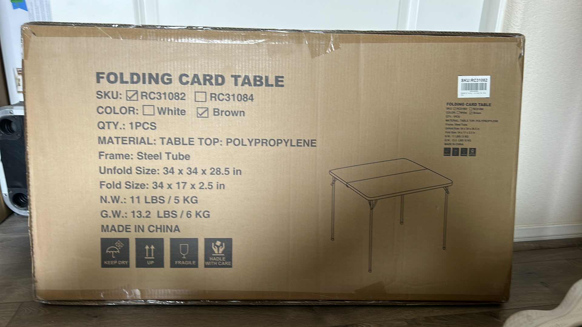 Photo 3 of NEW IN BOX BROWN FOLDING CARD TABLE