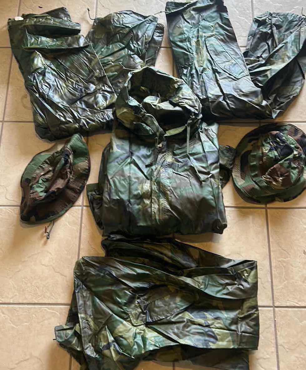 Photo 1 of MILITARY CAMO GEAR 1 JACKET, 3 PANTS AND 2 HATS