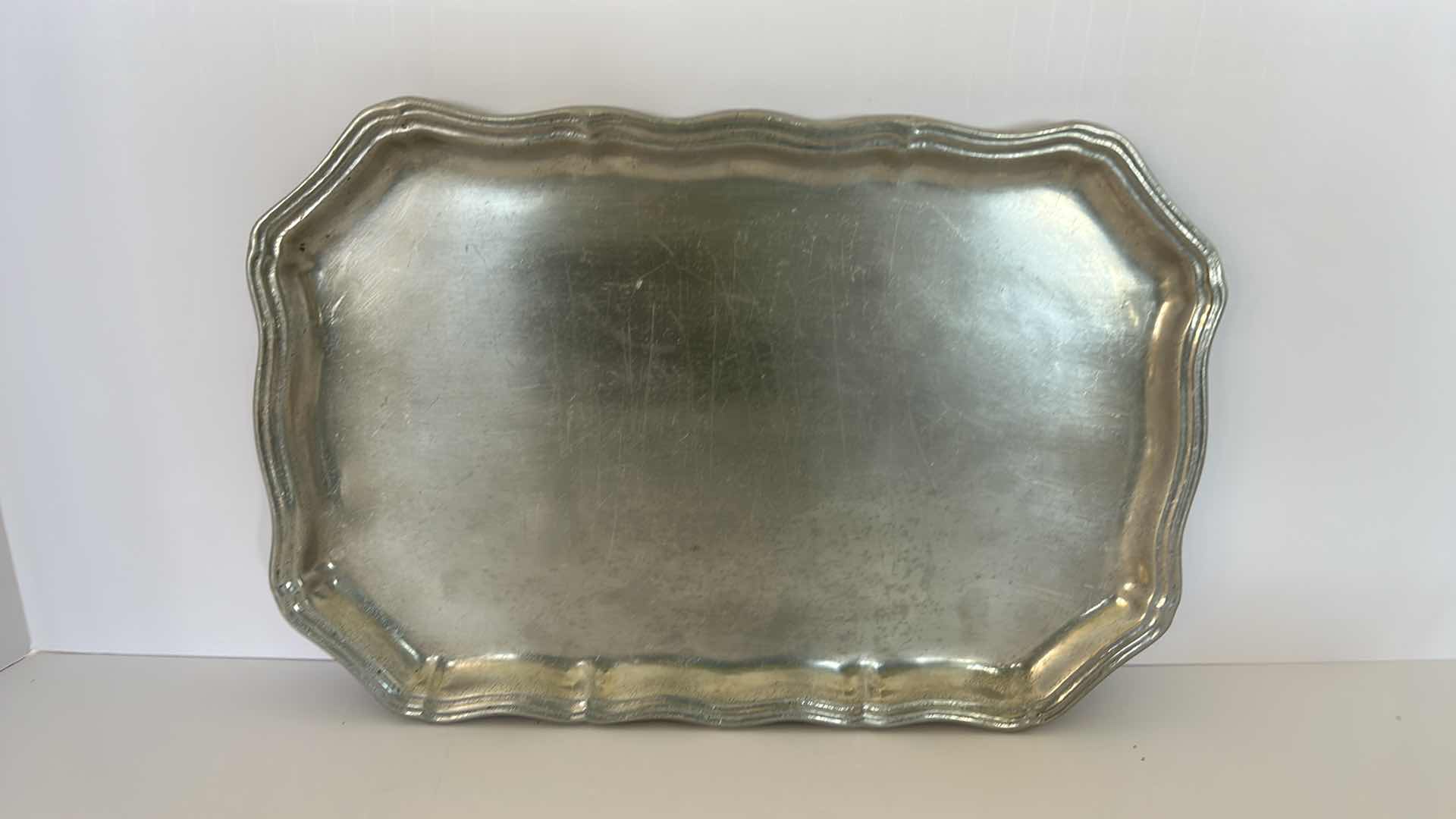 Photo 3 of 2 PEWTER TRAYS AND SILVER GRAVY BOWL