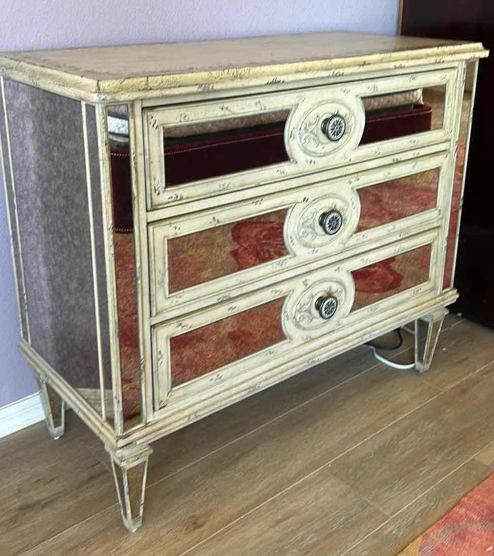 Photo 1 of HOOKER FURNITURE DISTRESSED MIRRORED CHEST OF DRAWERS 42 1/2” x 19 1/2” x 36 1/2”