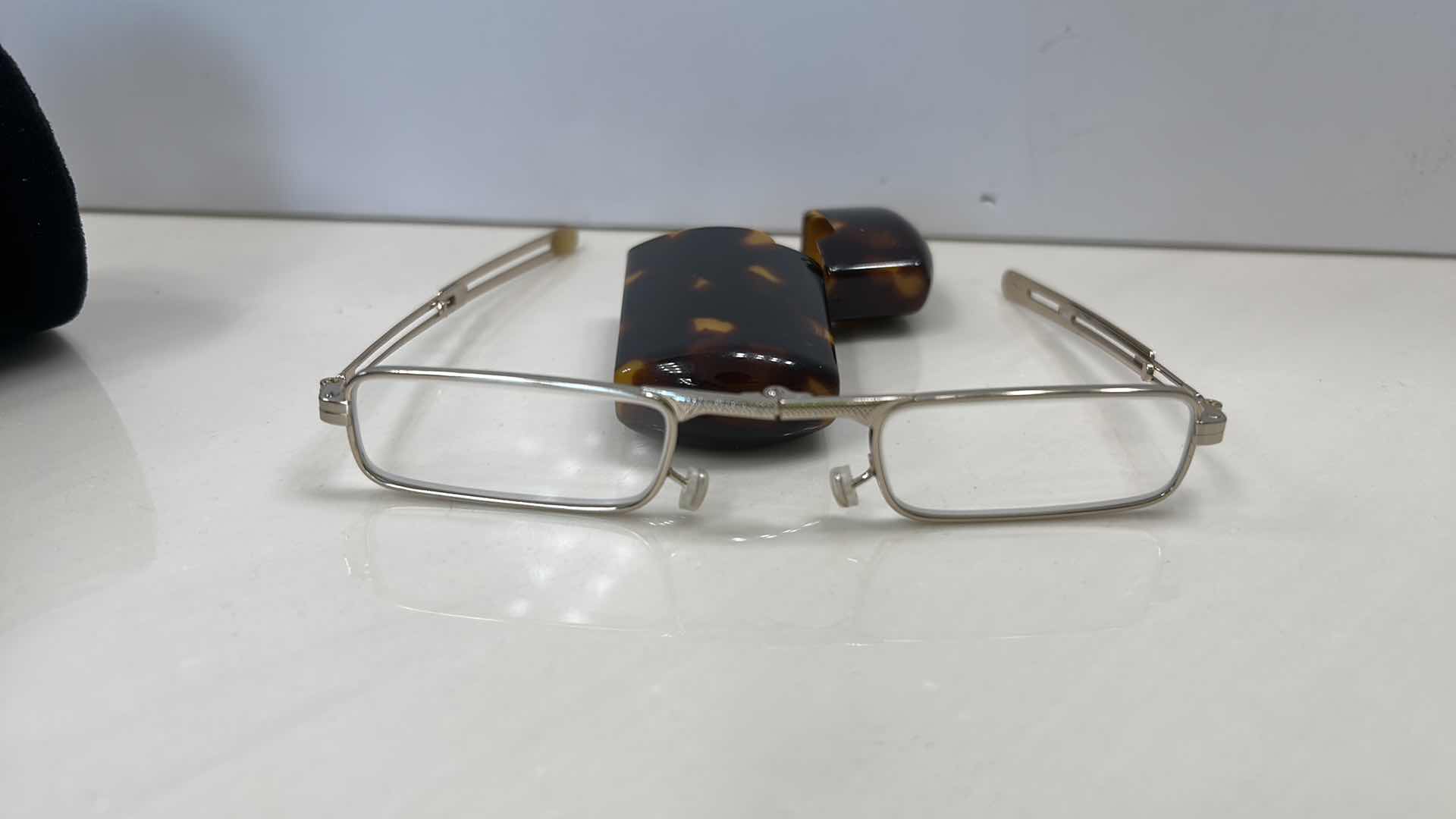 Photo 4 of FOLDING READING GLASSES IN TORTOISE SHELL CASE AND SILVER PLATED SHELL