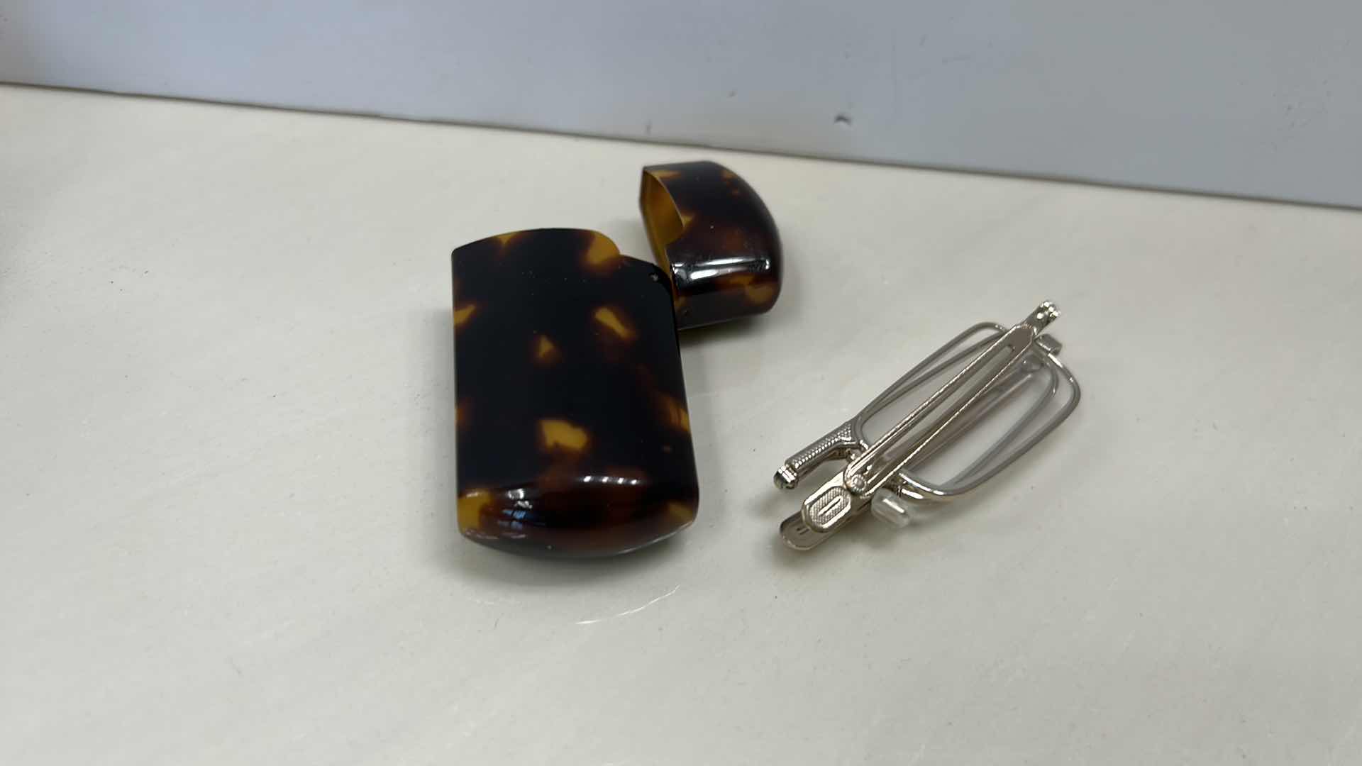 Photo 5 of FOLDING READING GLASSES IN TORTOISE SHELL CASE AND SILVER PLATED SHELL