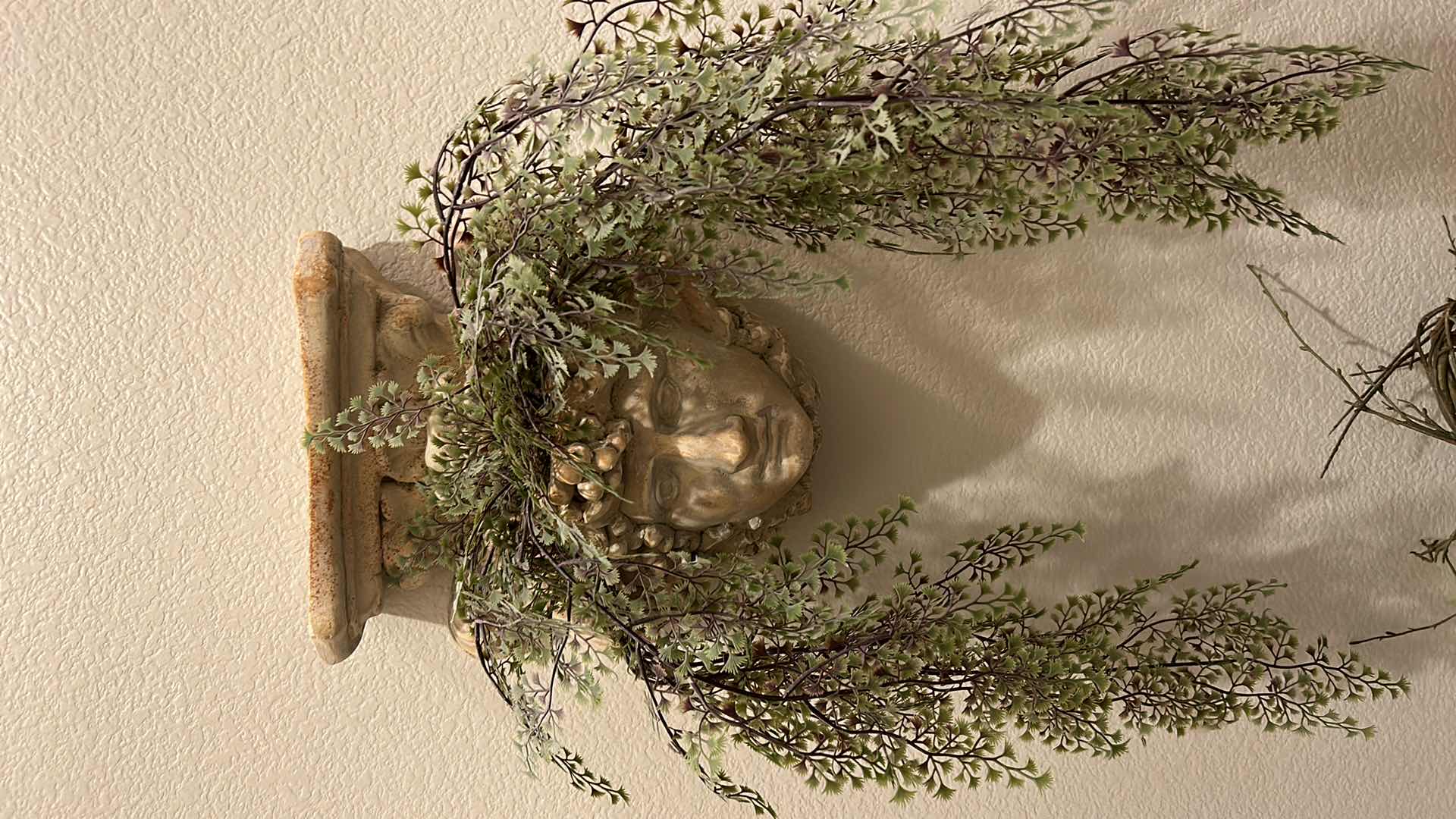 Photo 2 of HEAVY CERAMIC WALL DECOR WITH FAUX GREENERY 12” x 13”