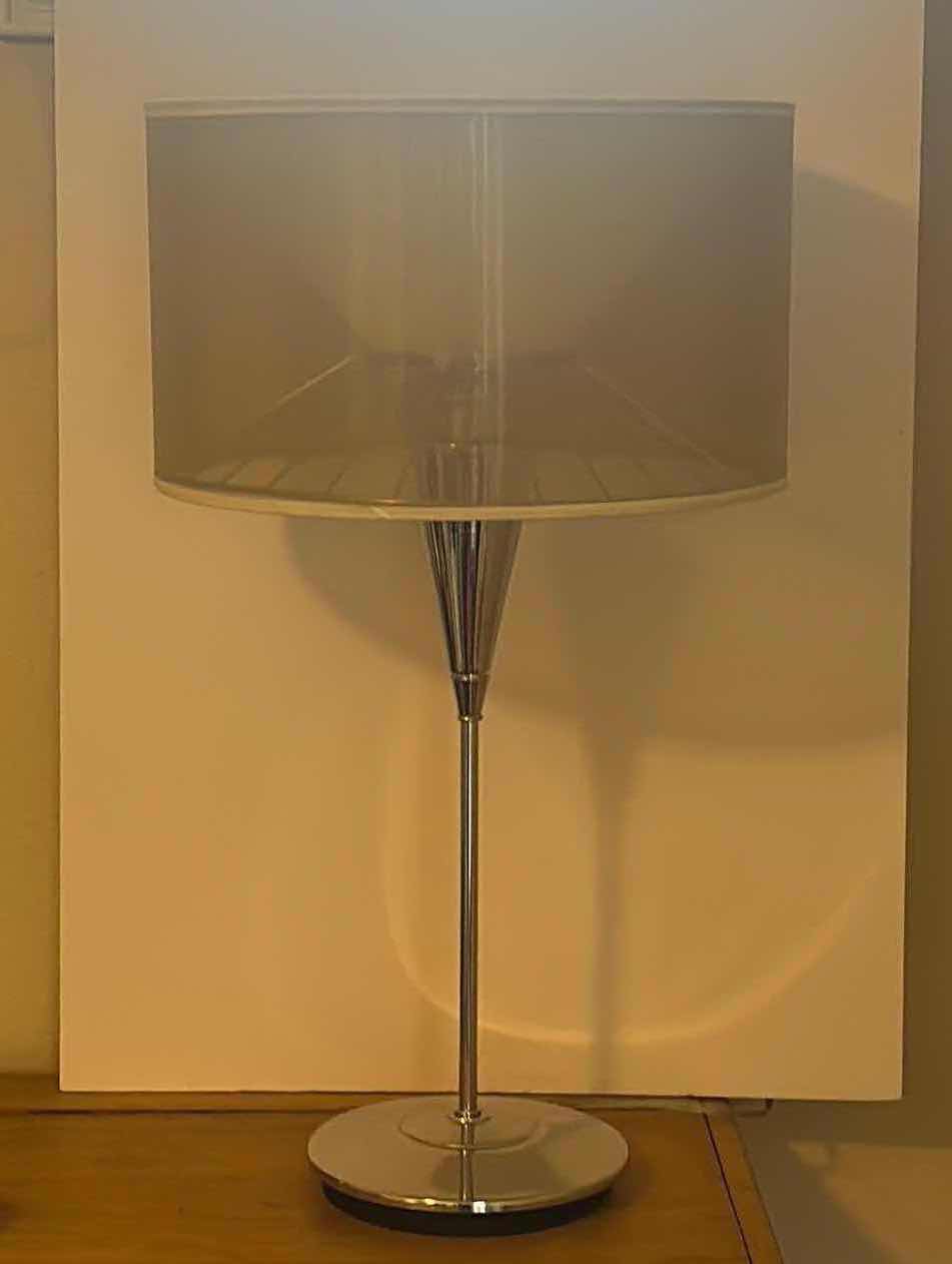 Photo 2 of MODERN CHROME TABLE LAMP H 27 3/4 inches