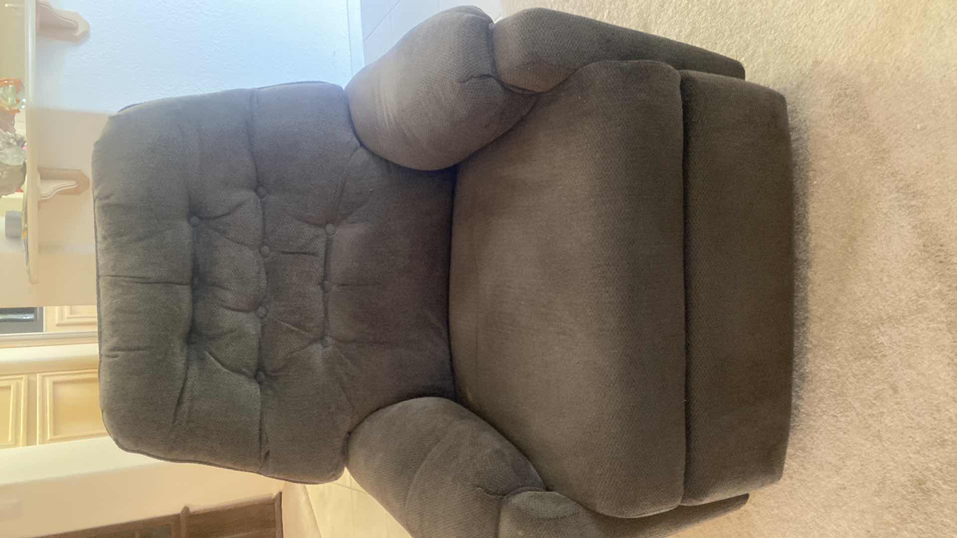 Photo 4 of GREY UPHOLSTERED MANUAL RECLINER CHAIR