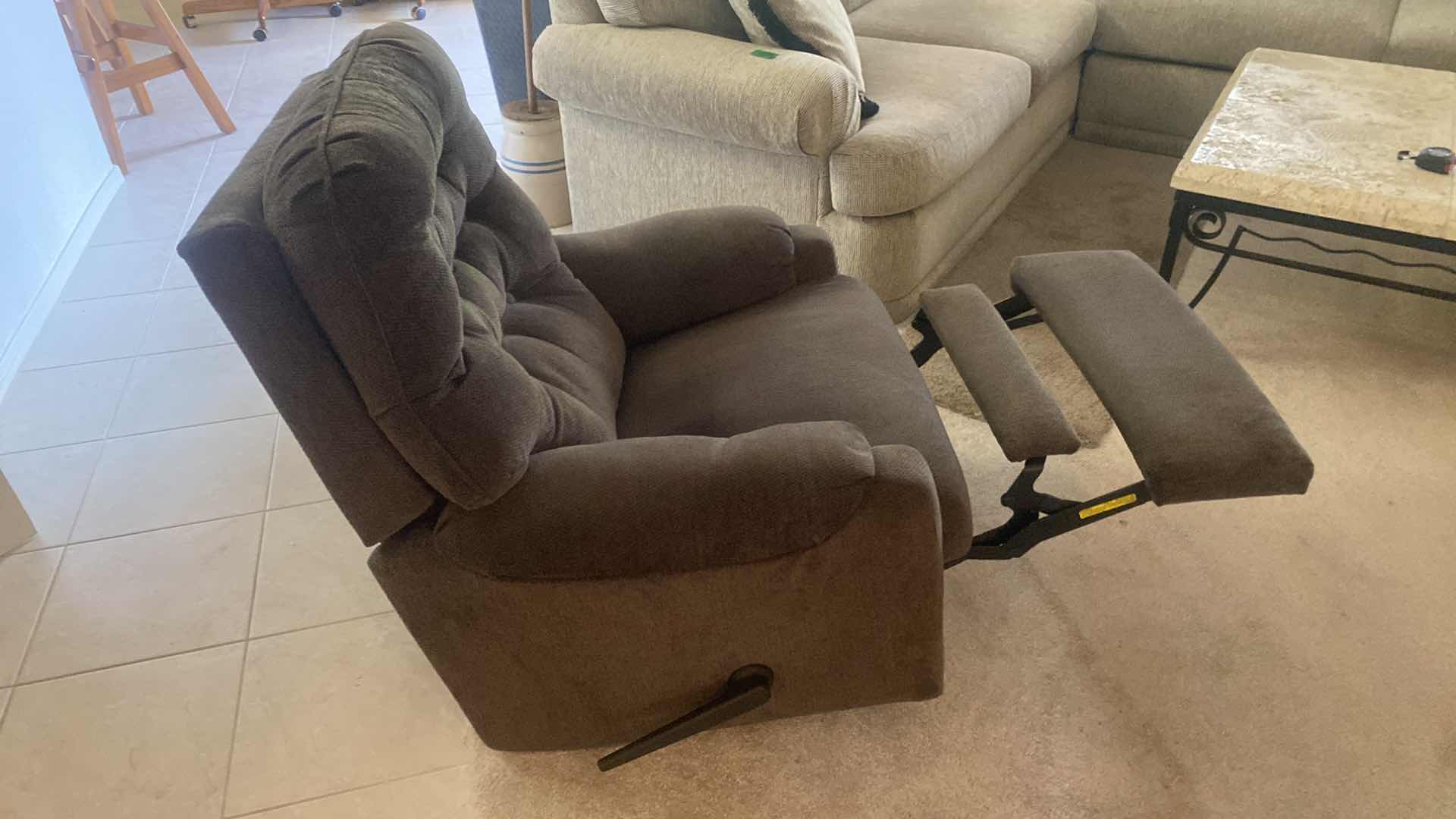 Photo 2 of GREY UPHOLSTERED MANUAL RECLINER CHAIR