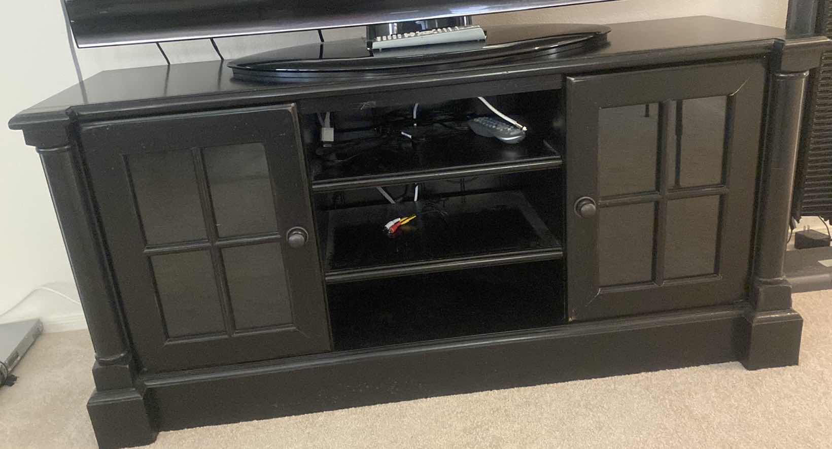 Photo 3 of BLACK WOOD ENTERTAINMENT CENTER 55”  x 18”  H26 1/2"