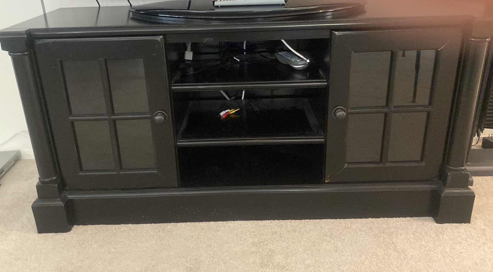 Photo 2 of BLACK WOOD ENTERTAINMENT CENTER 55”  x 18”  H26 1/2"