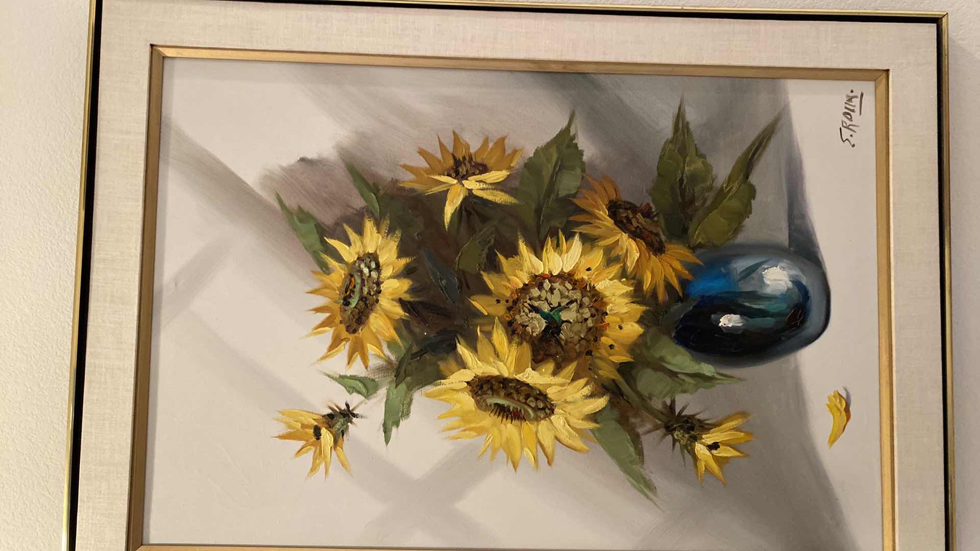 Photo 2 of FRAMED SIGNED FLORAL OIL ON CANVAS ARTWORK 30” x 42”