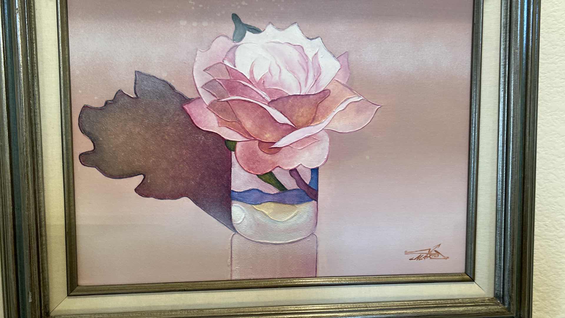 Photo 2 of FRAMED SIGNED FLORAL OIL ON CANVAS ARTWORK 21” x 16”