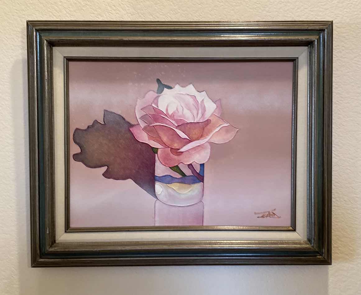 Photo 1 of FRAMED SIGNED FLORAL OIL ON CANVAS ARTWORK 21” x 16”