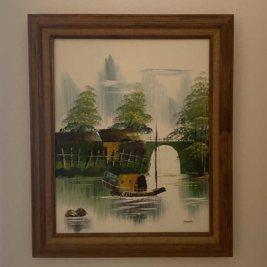 Photo 2 of FRAMED SIGNED OIL ON CANVAS  ASIAN INSPIRED 20” x 24”