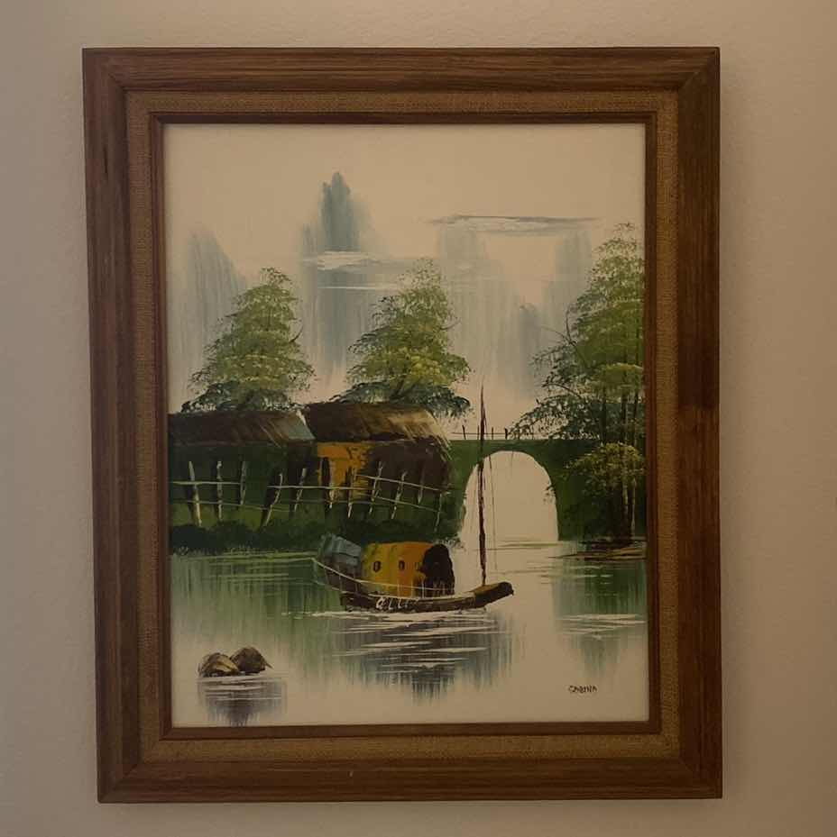 Photo 3 of FRAMED SIGNED OIL ON CANVAS  ASIAN INSPIRED 20” x 24”