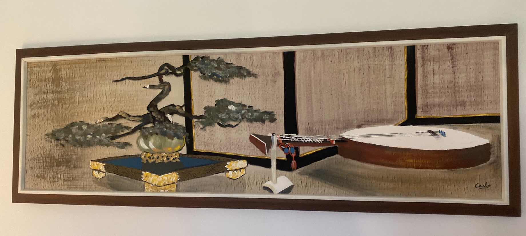 Photo 1 of FRAMED SIGNED OIL ON CANVAS  ASIAN INSPIRED 62” x 21”