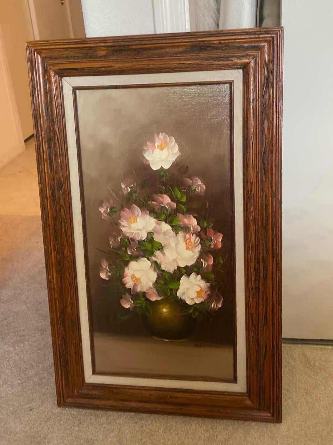 Photo 1 of FRAMED SIGNED OIL ON CANVAS FLORAL ARTWORK 19” x 31”