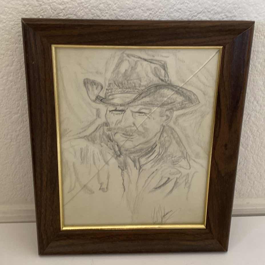 Photo 1 of FRAMED SIGNED ETCHING COWBOY ARTWORK 10” x 12”