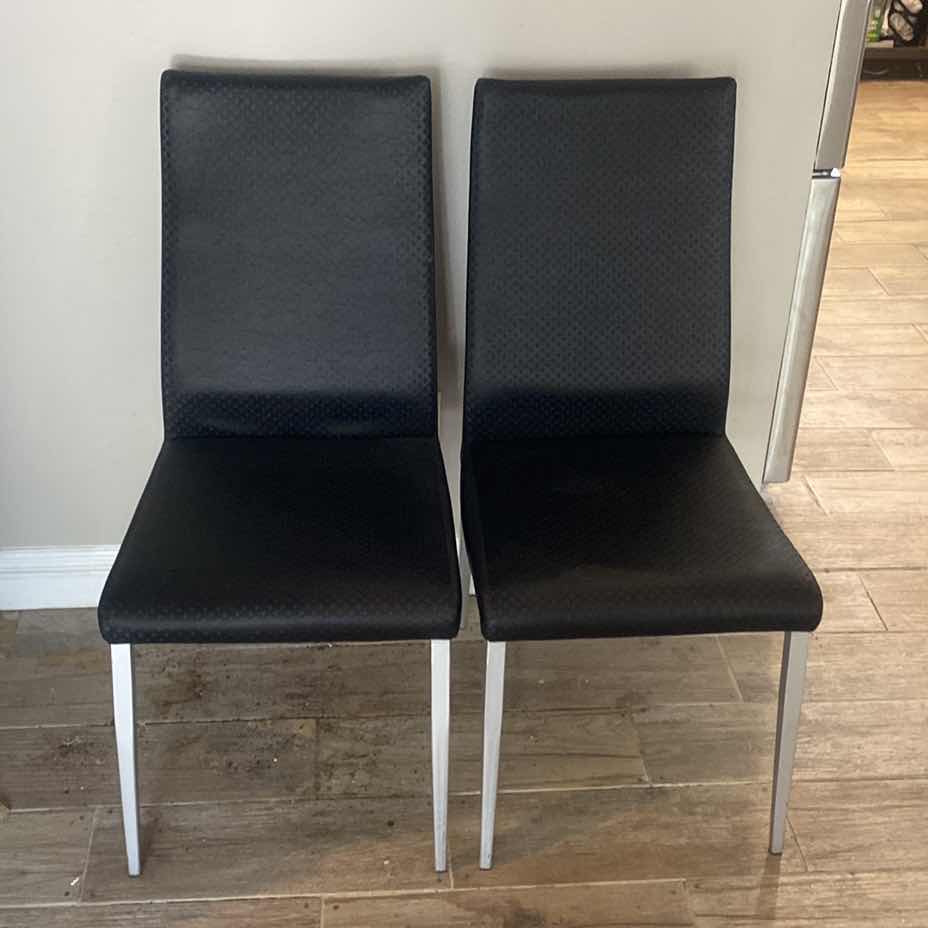 Photo 1 of 2-BLACK VINYL DINING CHAIRS (2 SETS AVAILABLE SOLD SEPARATELY)