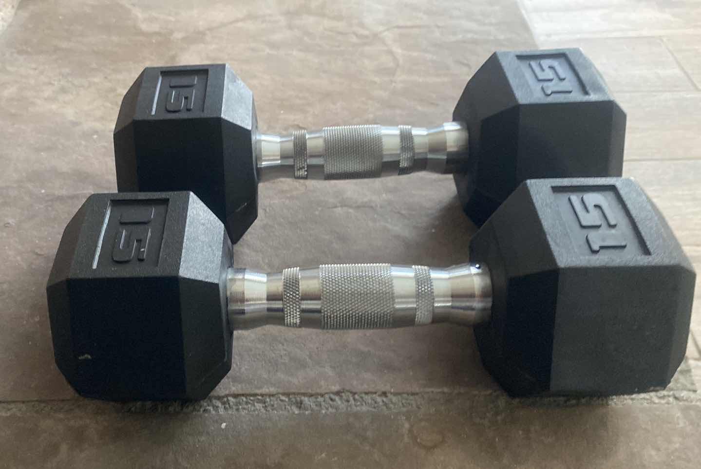 Photo 2 of 2-15lb DUMBBELLS