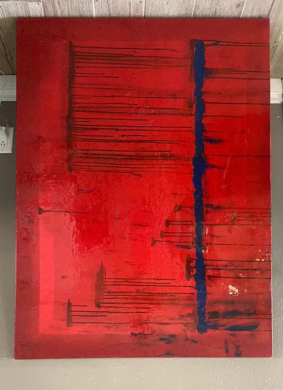 Photo 1 of STRETCHED CANVAS WITH COATING MODERN RED ARTWORK 36” x 48”