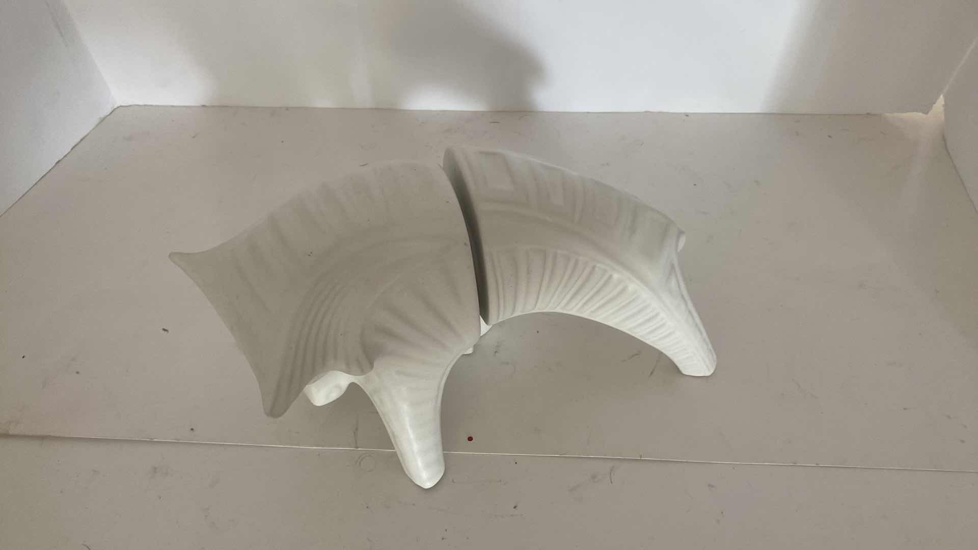 Photo 2 of JONATHAN ADLER STONEWARE WHITE BULL BOOKENDS 11” x 6”