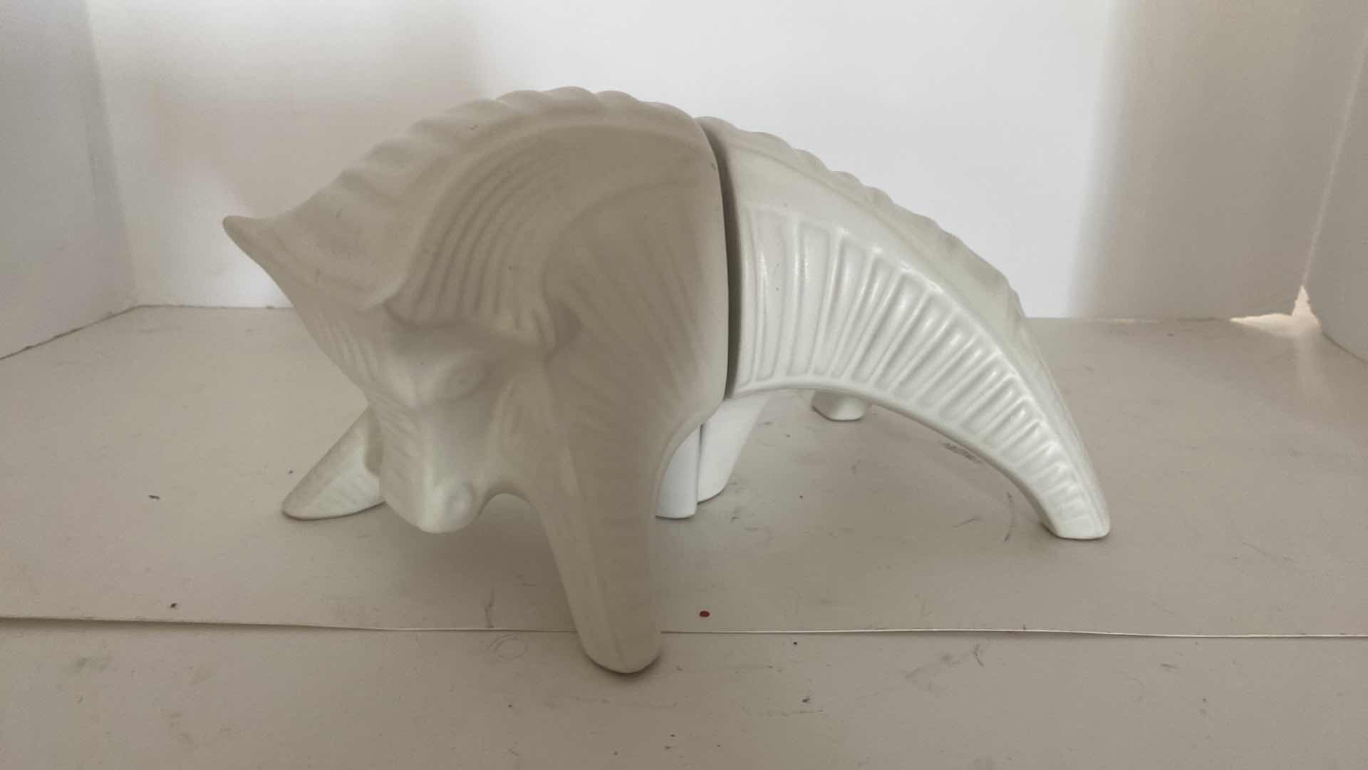 Photo 1 of JONATHAN ADLER STONEWARE WHITE BULL BOOKENDS 11” x 6”