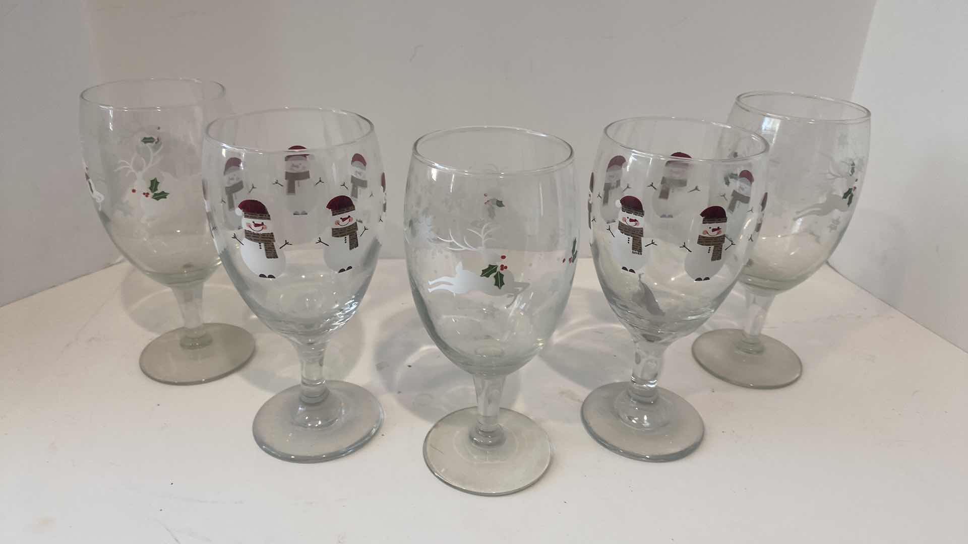 Photo 1 of 5-HAND-PAINTED HOLIDAY WINE GLASSES