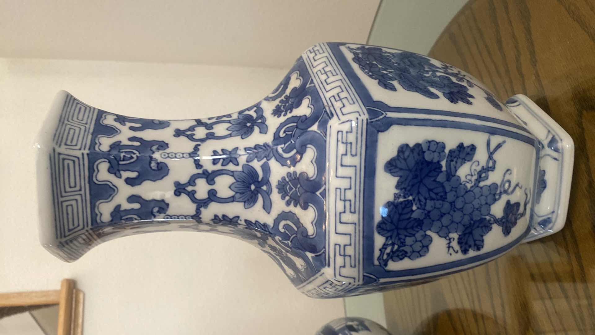 Photo 1 of BLUE & WHITE CHINESE CERAMIC VASE H14”