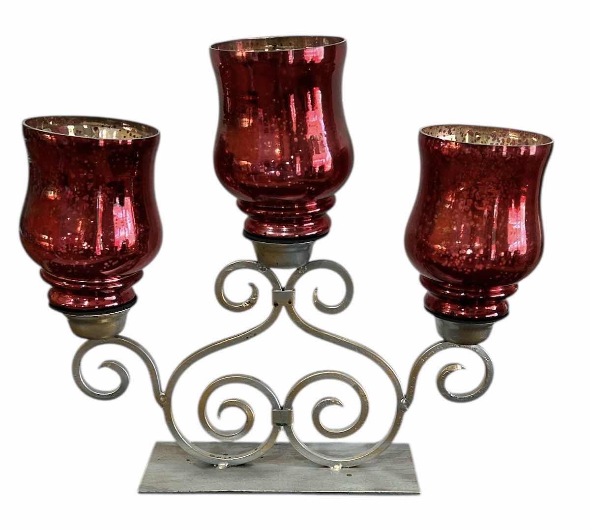 Photo 1 of GLASS AND METAL CANDLE HOLDER 17” x H15”